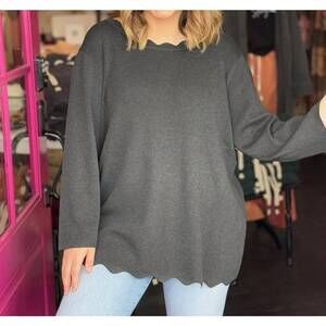 NEW HEATHMOOR knit scallop sweater in grey